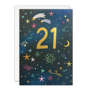 J4278 - Age 21 Fireworks Sunbeams Card