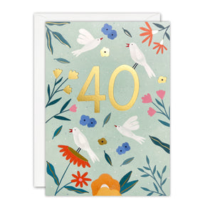 J4280 - Age 40 Birds Sunbeams Card