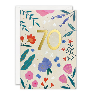 J4283 - Age 70 Flowers Sunbeams Card