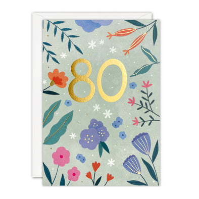 J4284 - Age 80 Flowers Sunbeams Card