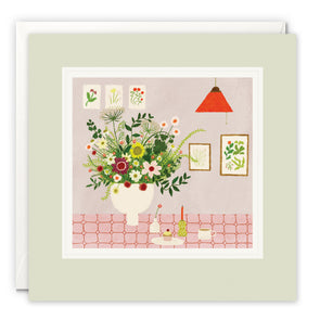 L4187 - Pink Table with Flowers Paintworks Card