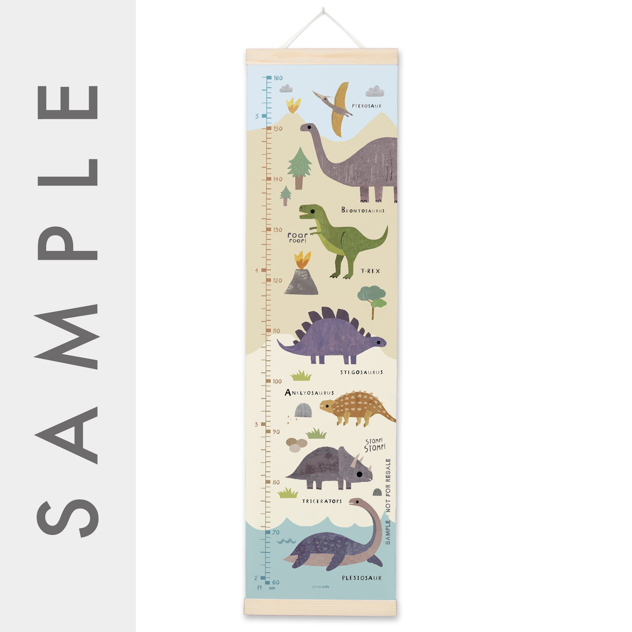 MBHC3635S - Dinosaur Landscape Height Chart SAMPLE