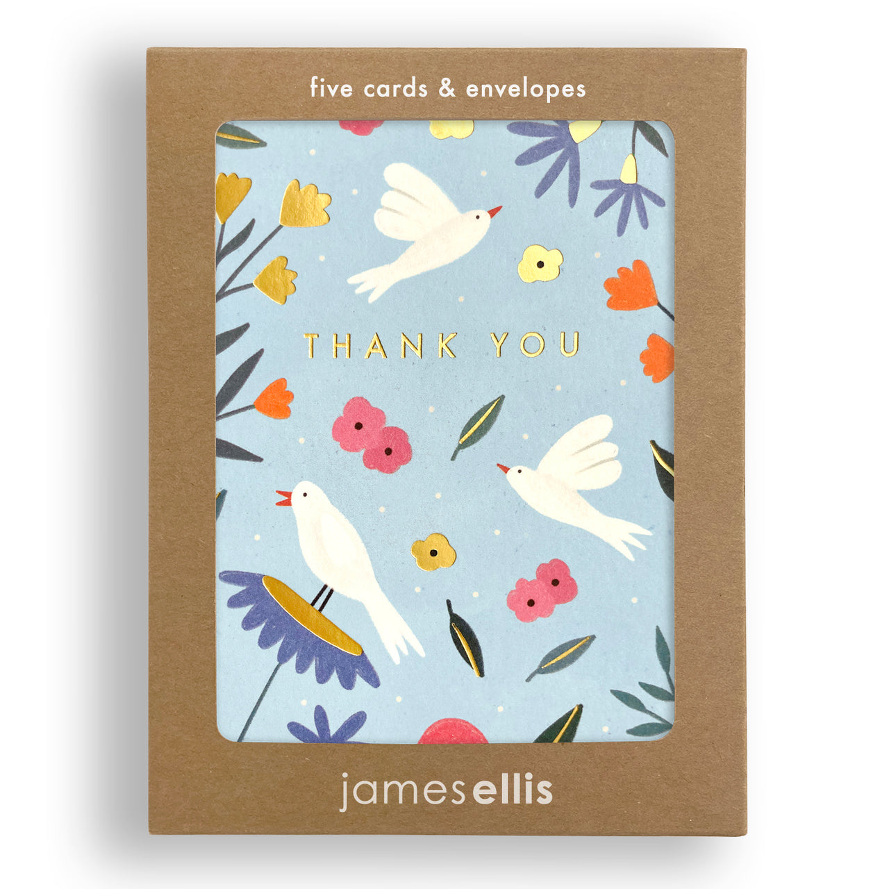 MQ4455 - Thank You Birds and Flowers Minnows pk of 5 cards