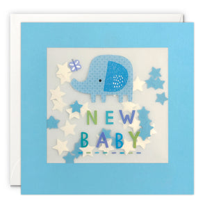 PP4286 - New Baby Blue Elephant Paper Shakies Card