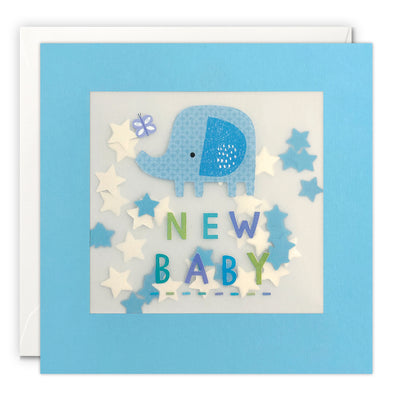PP4286 - New Baby Blue Elephant Paper Shakies Card