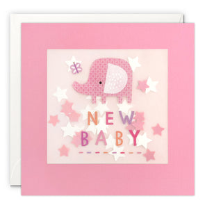 PP4287 - New Baby Pink Elephant Paper Shakies Card