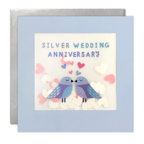 PP4327 - Silver Anniversary Birds Paper Shakies Card