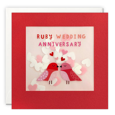 PP4328 - Ruby Anniversary Birds Paper Shakies Card