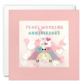 PP4330 - Pearl Anniversary Birds Paper Shakies Card