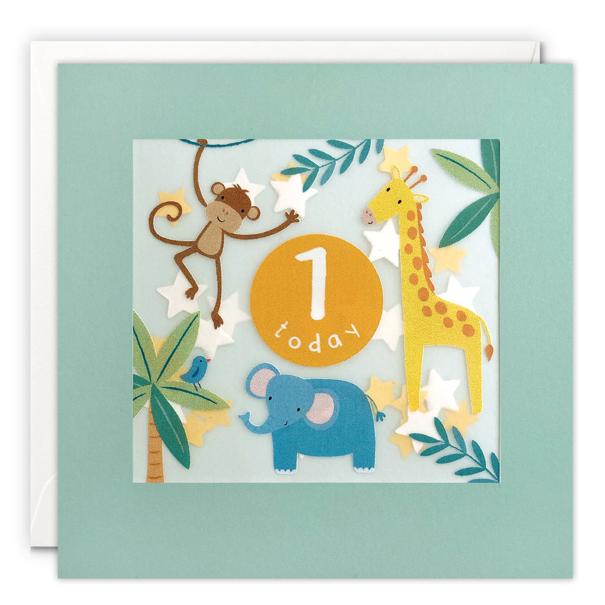 PP4672 - Age 1 Neutral Jungle Paper Shakies Card