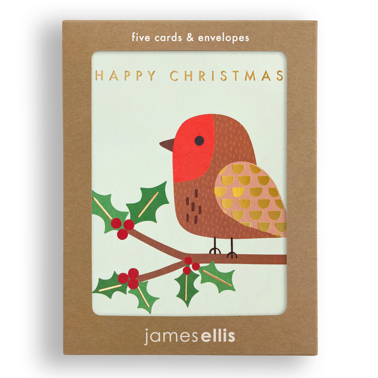 RMQ4366 - Robin Christmas Minnows pk of 5 cards