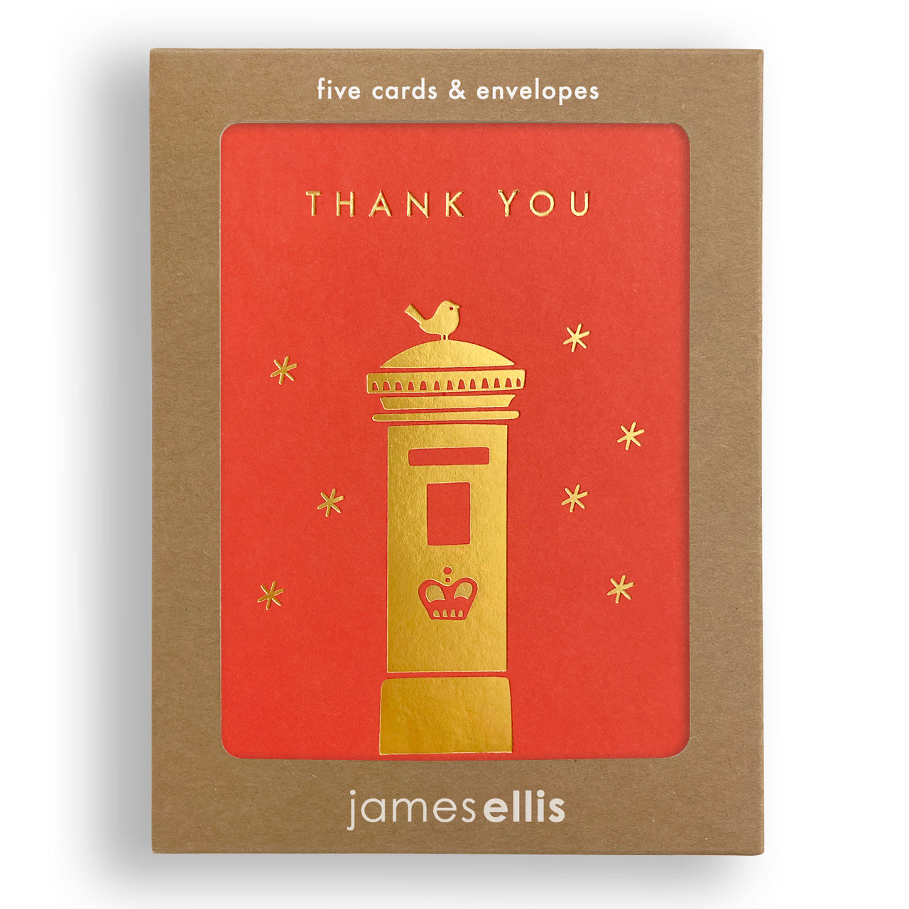 RMQ4386 - Gold Postbox Thank You Minnows pk of 5 cards