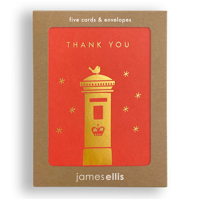 RMQ4386 - Gold Postbox Thank You Minnows pk of 5 cards