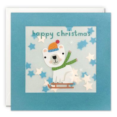 RPP4387 - Sledging Polar Bear Christmas Paper Shakies Card