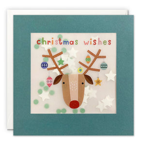 RPP4388 - Reindeer with Baubles Christmas Paper Shakies Card