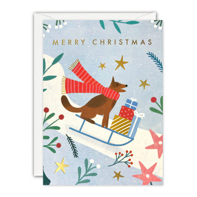 RQ4368 - Sledging Dog Christmas Minnows Card