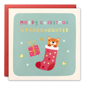 RT4682 - Granddaughter Cat Christmas Square Peg Card