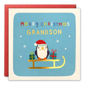 RT4683 - Grandson Penguin Christmas Square Peg Card