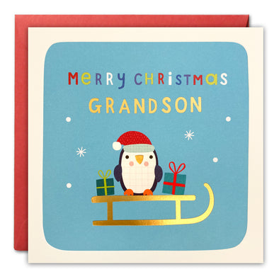 RT4683 - Grandson Penguin Christmas Square Peg Card