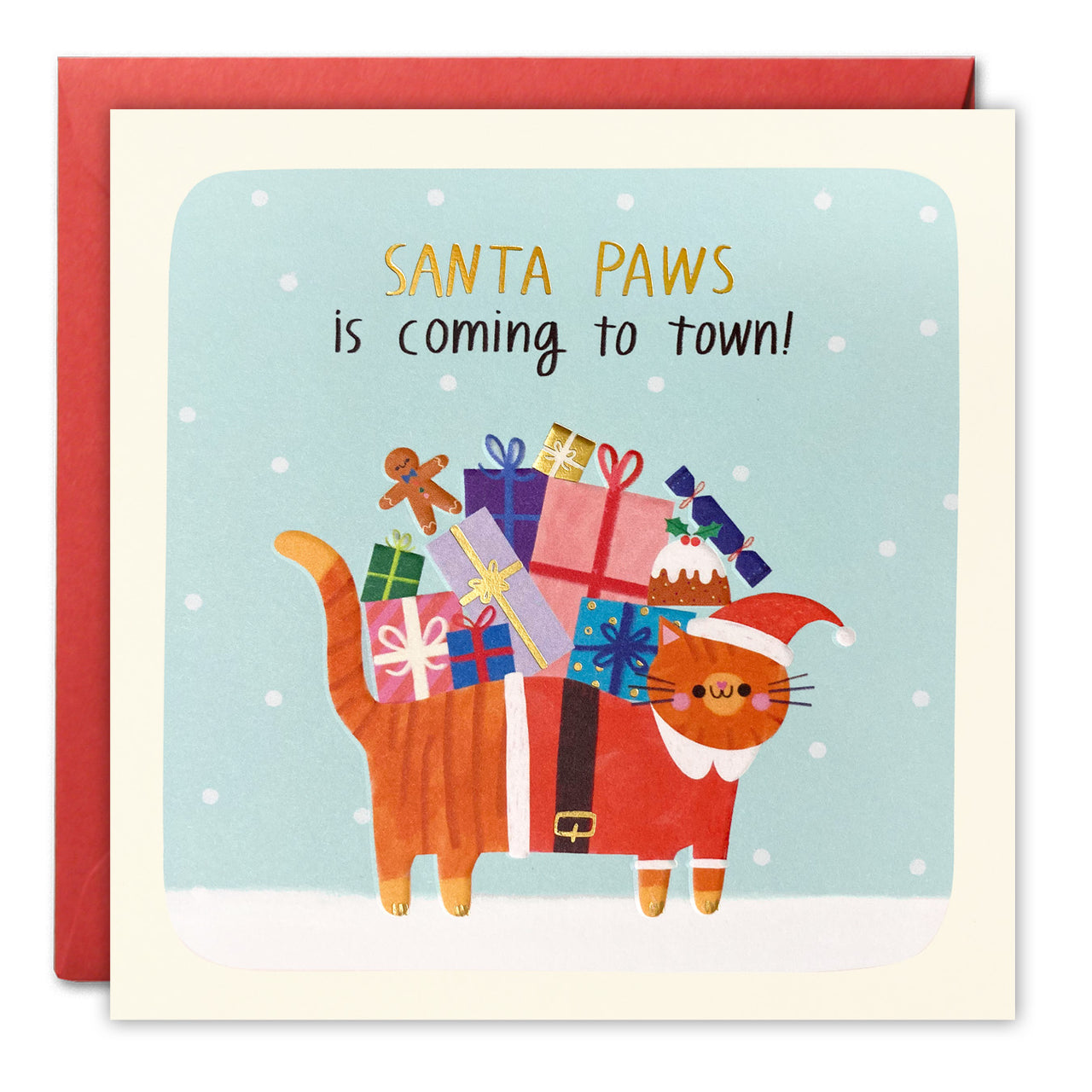 RT4919 - Santa Paws Cat Christmas Square Peg Card