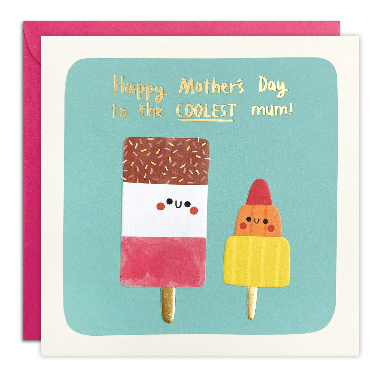 T4755 - Mother's Day Coolest Mum Ice Lollies Square Peg Card