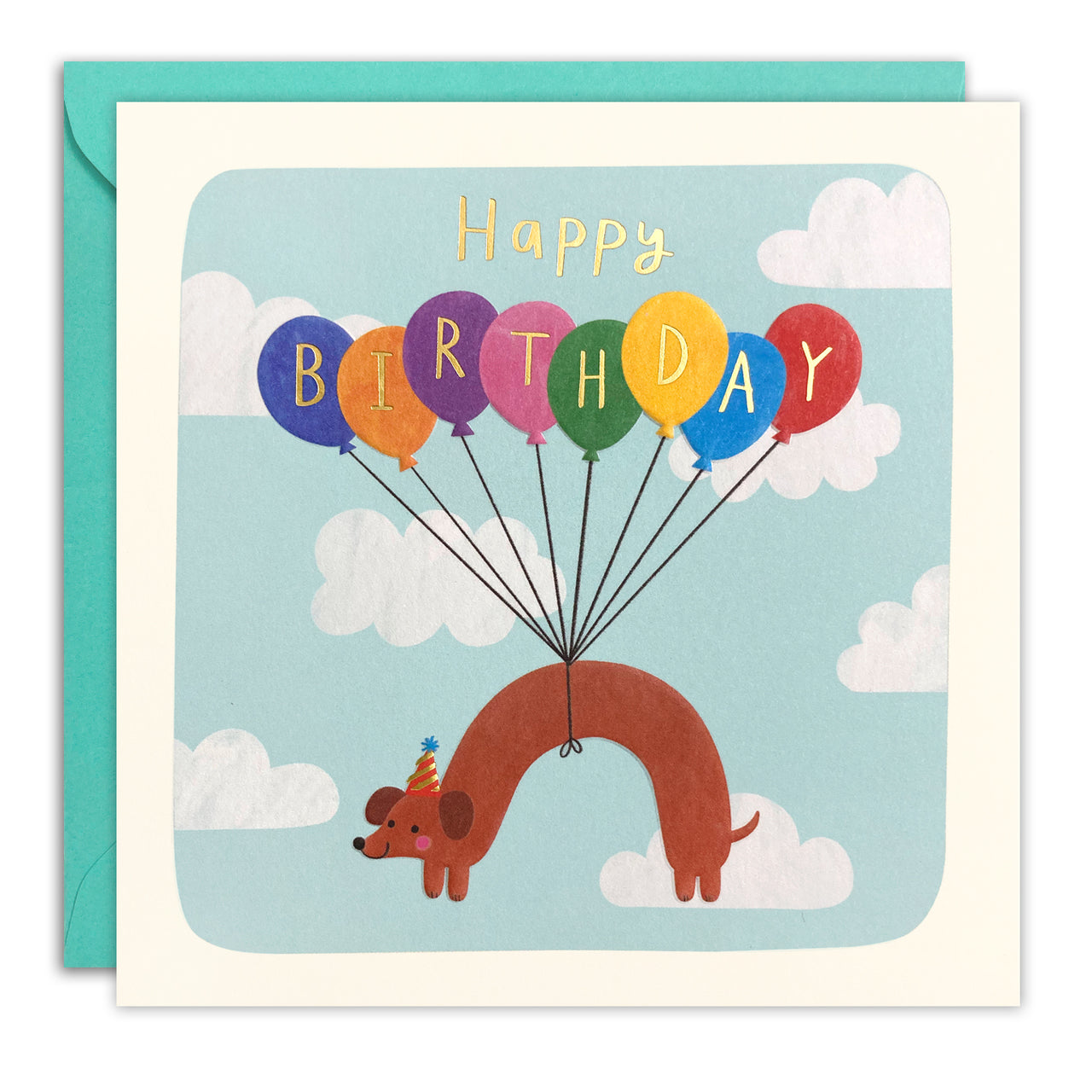 T4765 - Birthday Dog and Balloons Square Peg Card