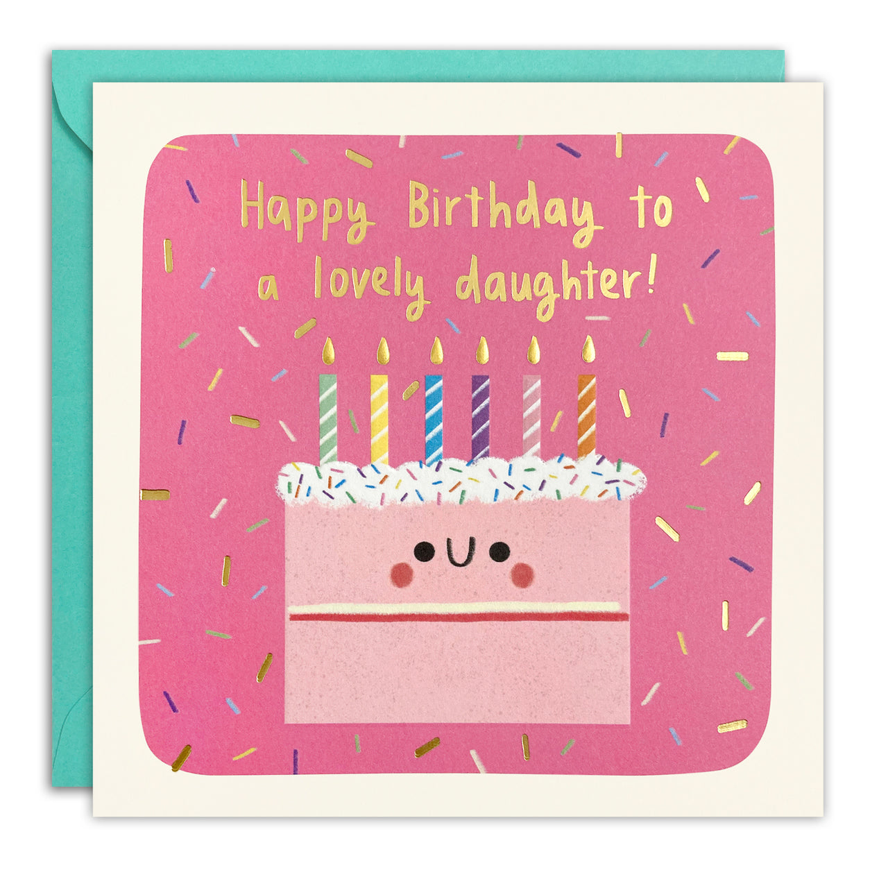 T4812 - Daughter Cake Birthday Square Peg Card