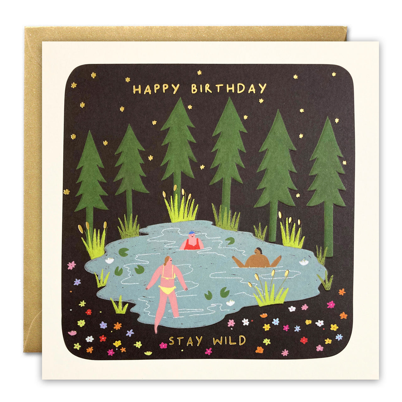 T4947 - Stay Wild Swimming Birthday Square Peg Card