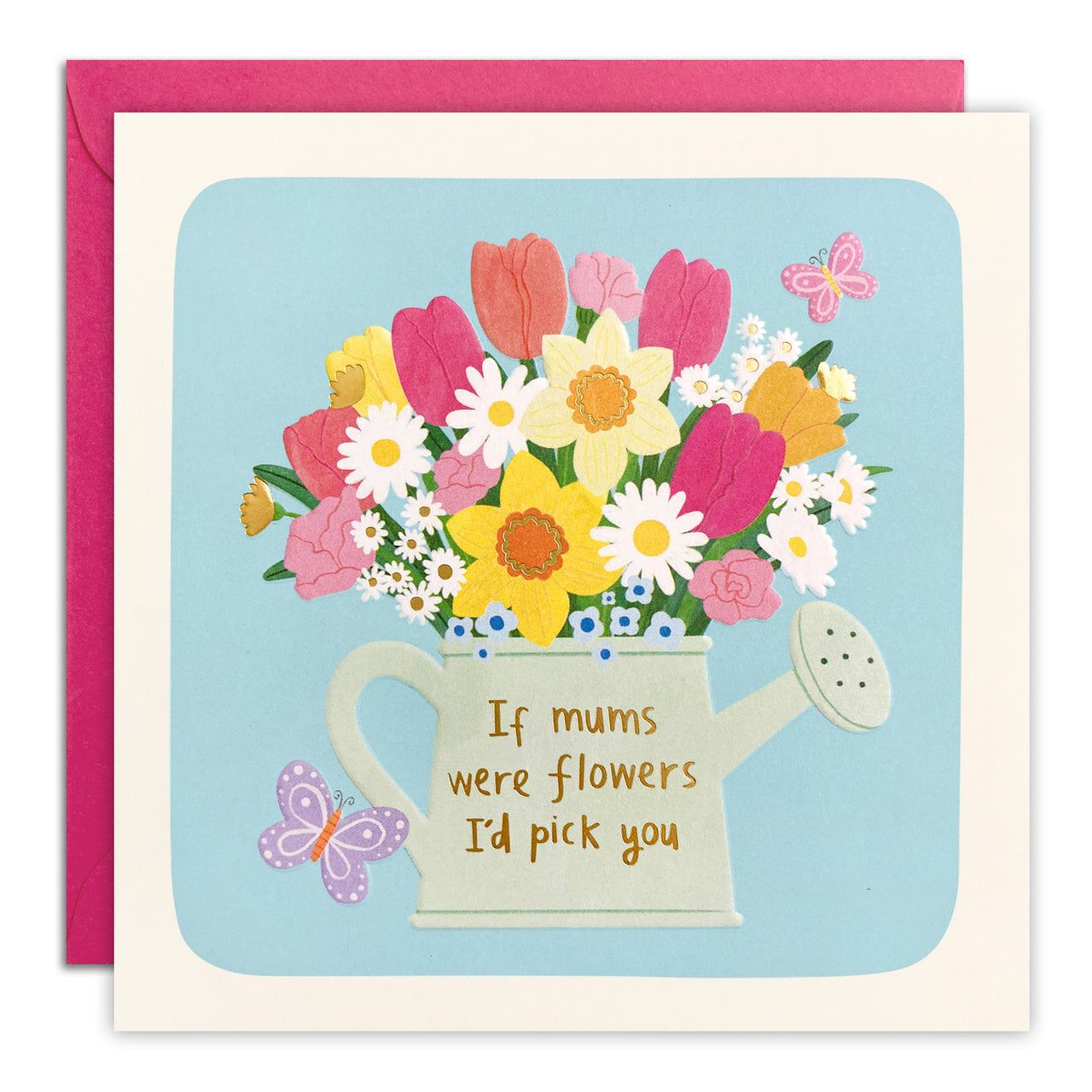 T4985 - Watering Can Mum Square Peg Card