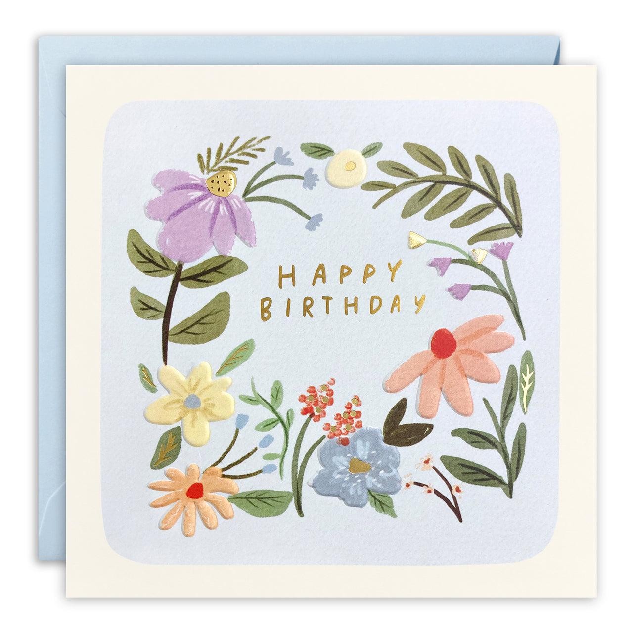 T4988 - Circle of Flowers Birthday Square Peg Card