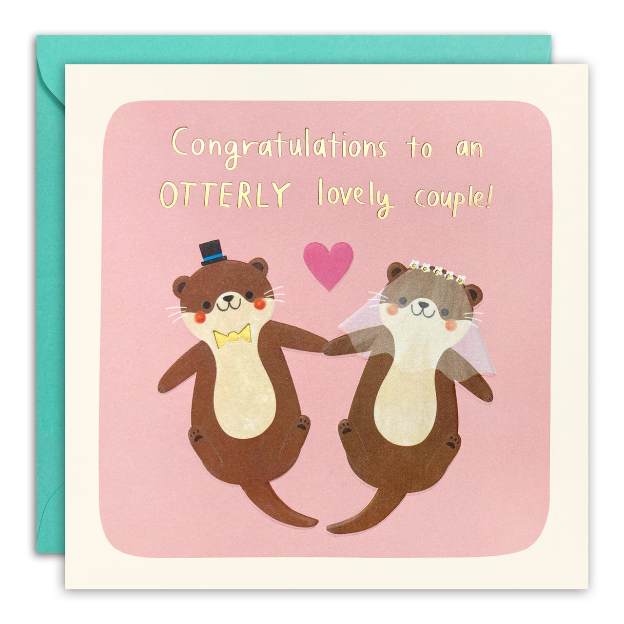 T4997 - Otterly Lovely Wedding Square Peg Card