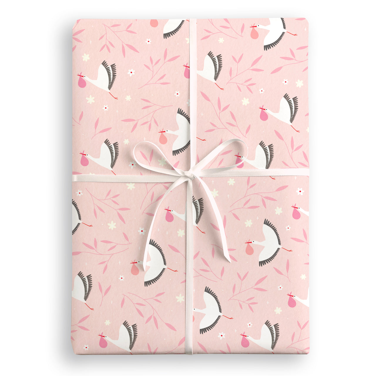 W4435 - Pink Storks Wrapping Paper