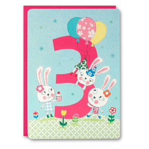 HC2396 - Girl's Age 3 Bunny Card