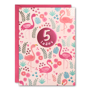 HC3146 - Age 5 Flamingos Card