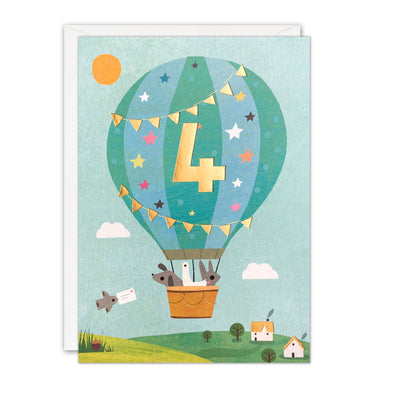 HC4091 - Age 4 Balloon Acorns Card