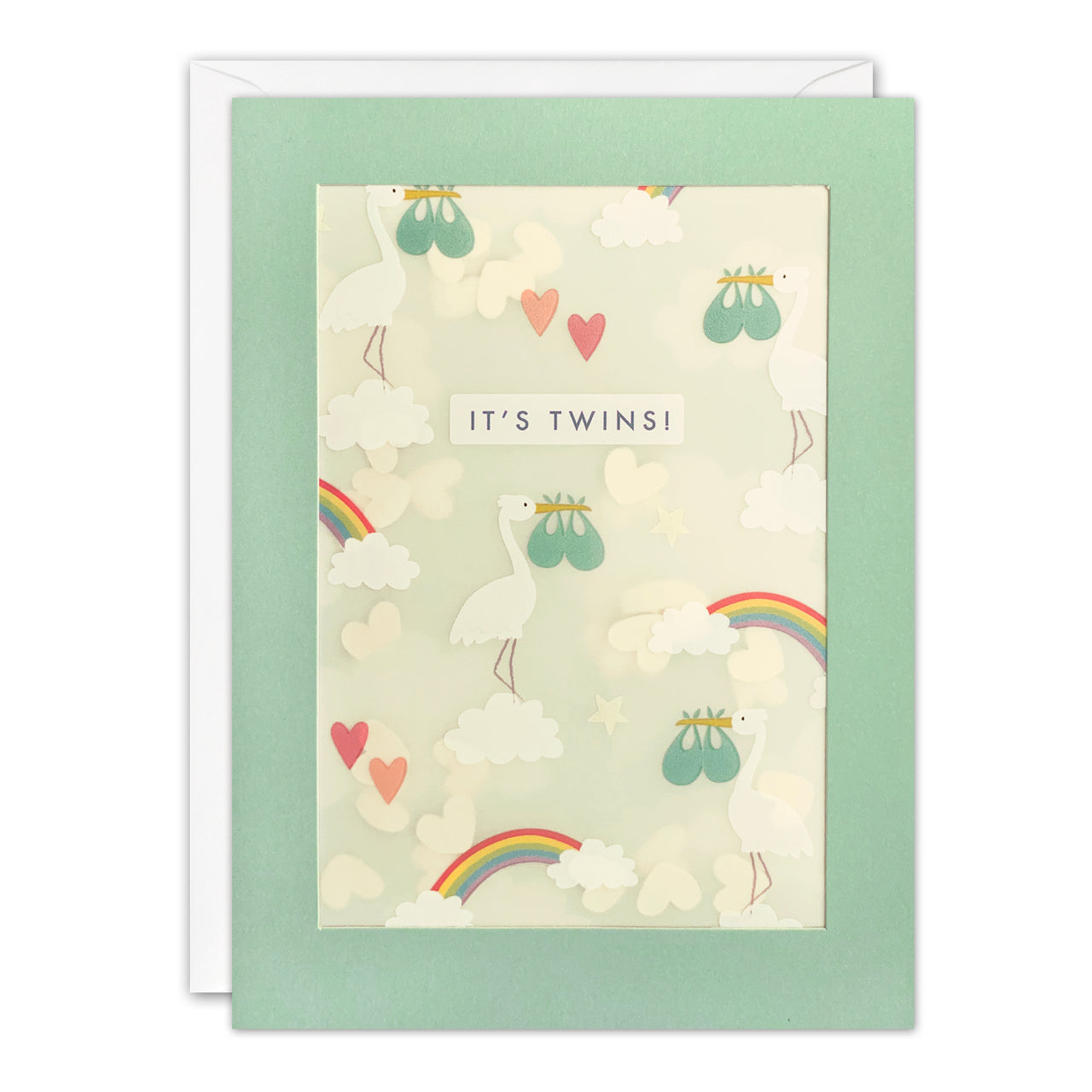 PL3538 - It's Twins Storks Pattern Paper Shakies Card