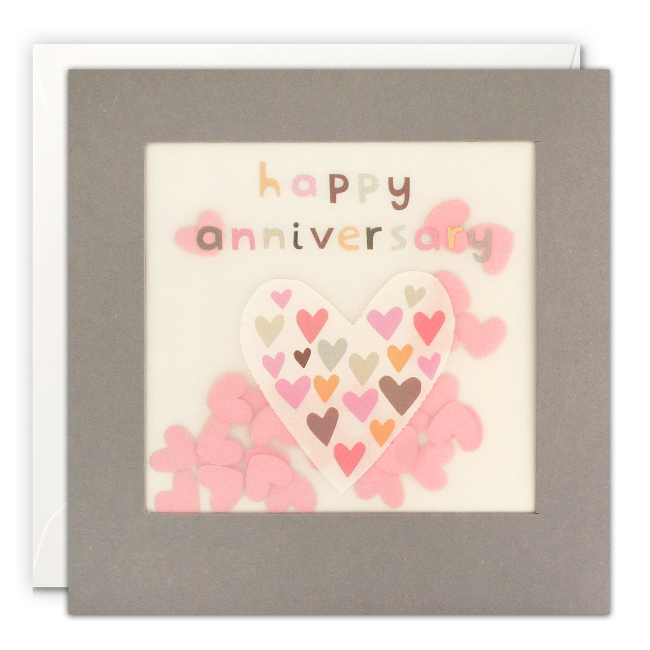 PP3344 - Anniversary Heart Grey Paper Shakies Card