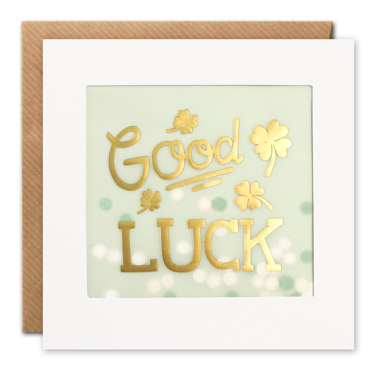 PP3516 - Good Luck Clovers Gold Paper Shakies Card