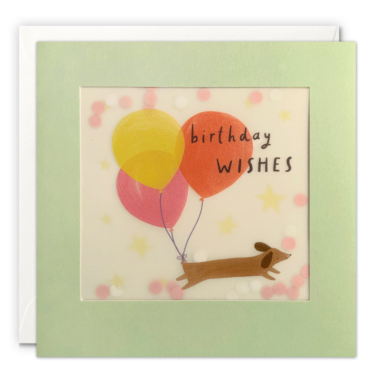 PP3543 - Dachshund and Balloons Paper Shakies Card