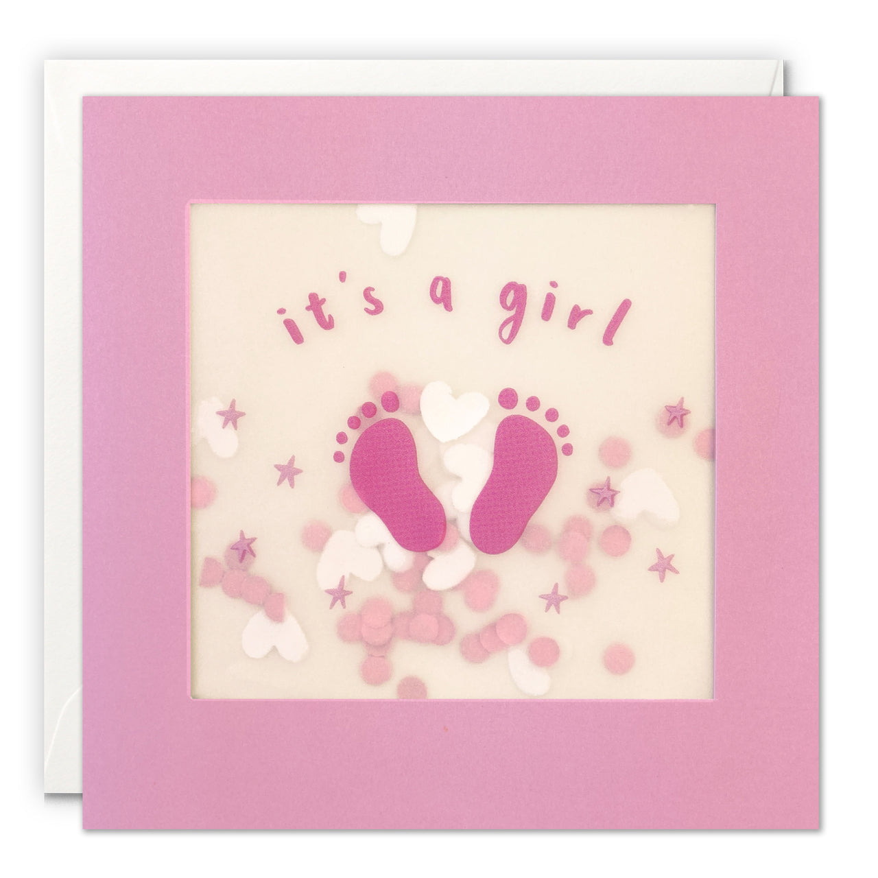 PP3665 - It’s a Girl Pink Feet Paper Shakies Card