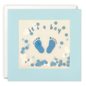 PP3666 - It’s a Boy Blue Feet Paper Shakies Card