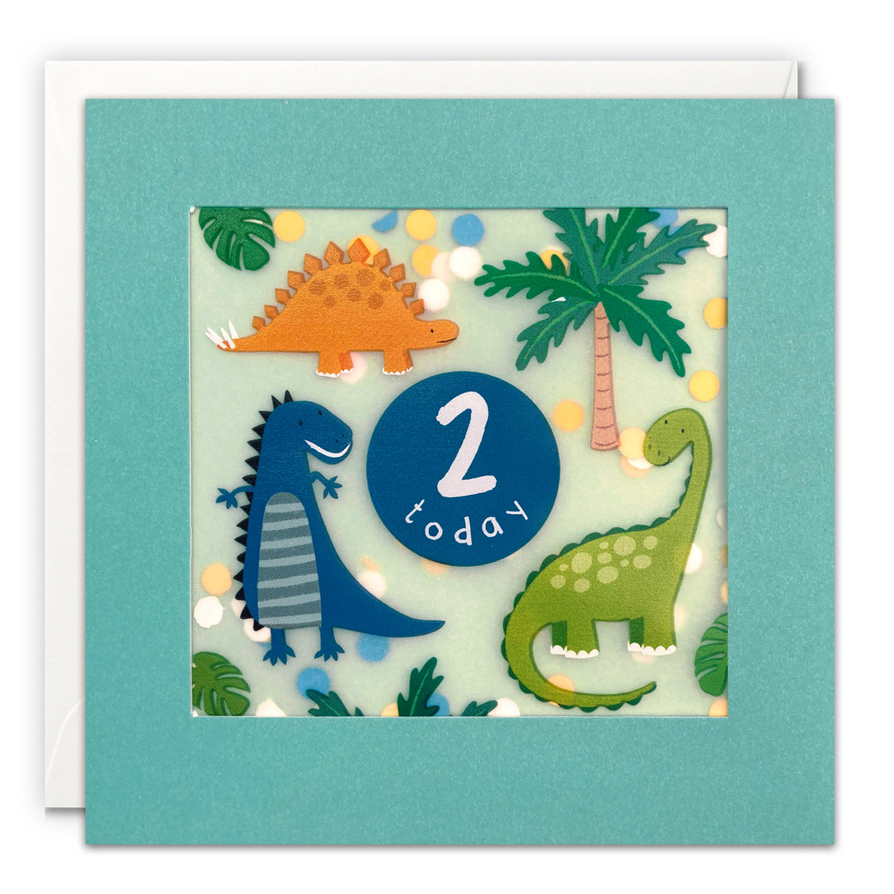 PP3714 - Age 2 Dinosaurs Paper Shakies Card