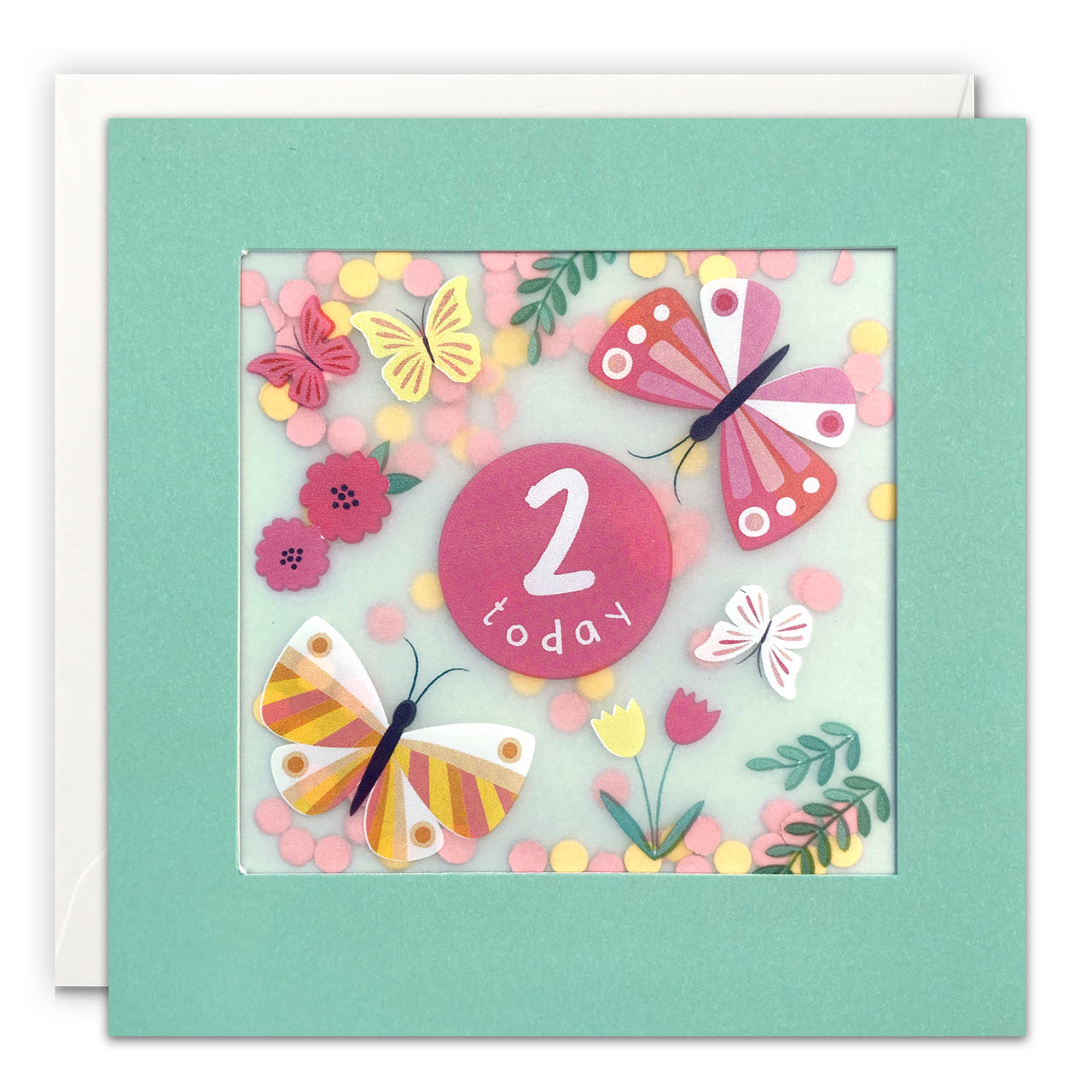 PP3715 - Age 2 Butterflies Paper Shakies Card