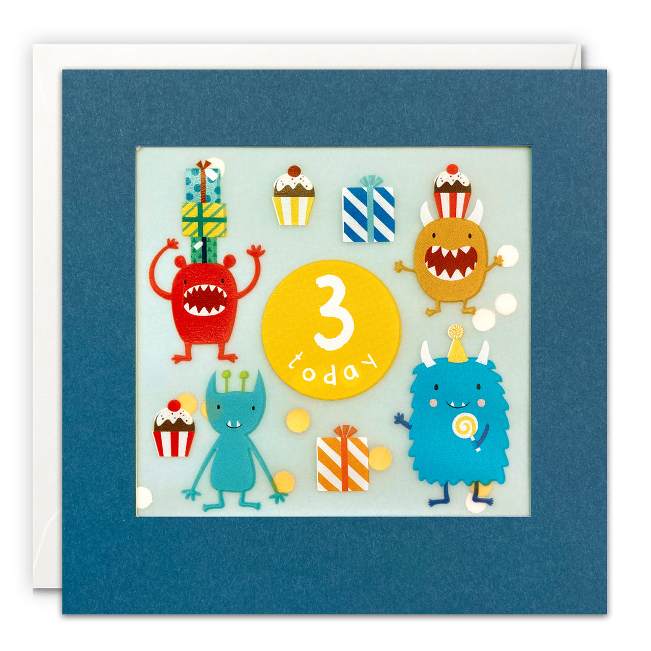 PP3716 - Age 3 Monsters Paper Shakies Card