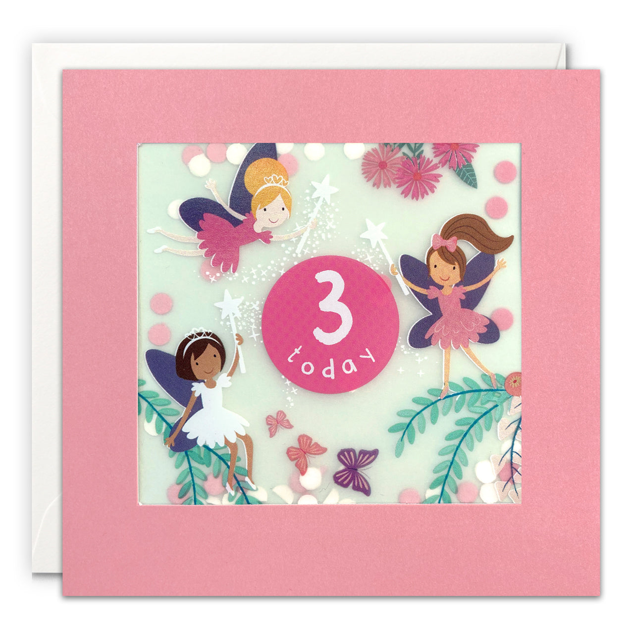 PP3717 - Age 3 Fairies Paper Shakies Card