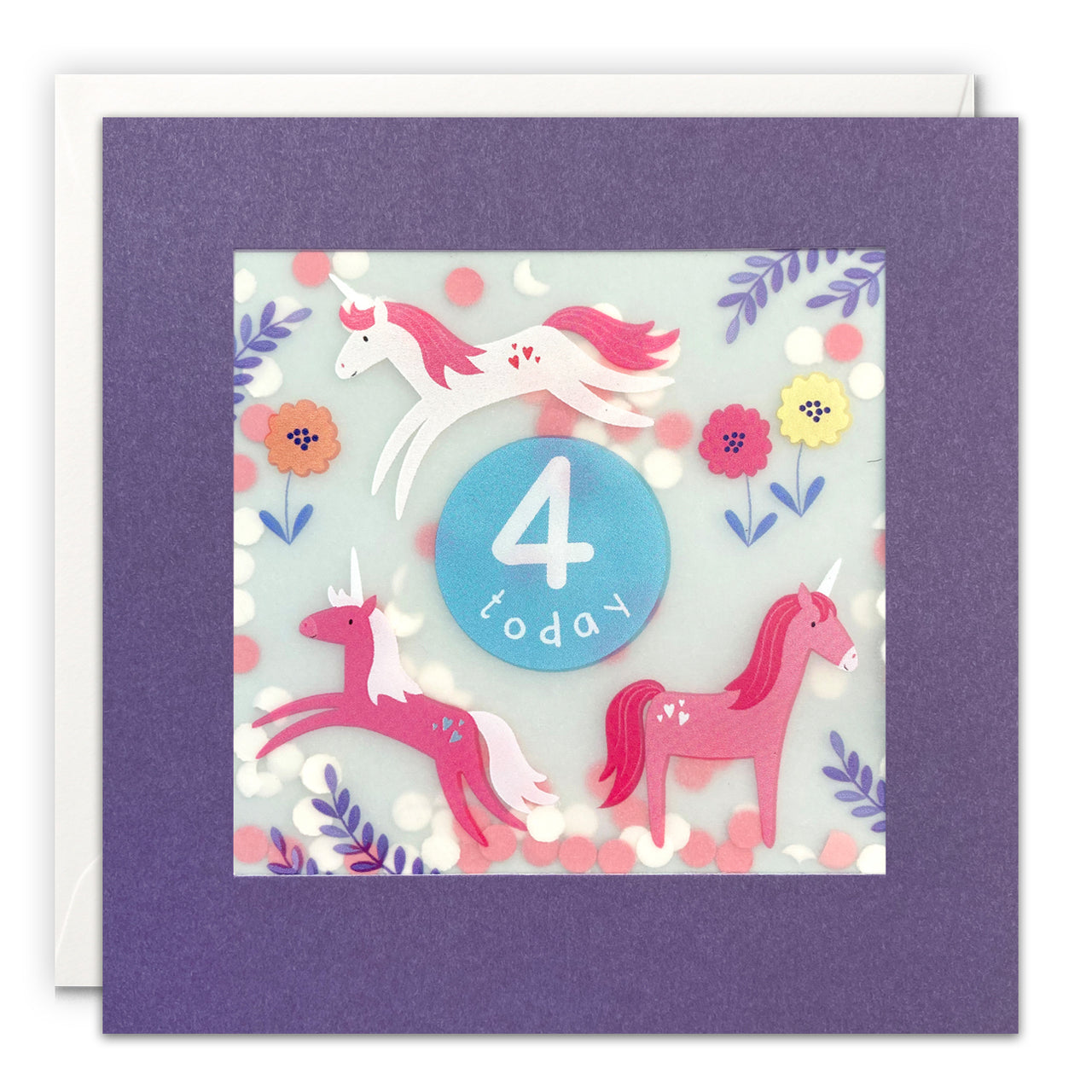 PP3719 - Age 4 Unicorns Paper Shakies Card