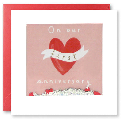 PT2866U - First Anniversary Heart Shakies Card (Unwrapped)