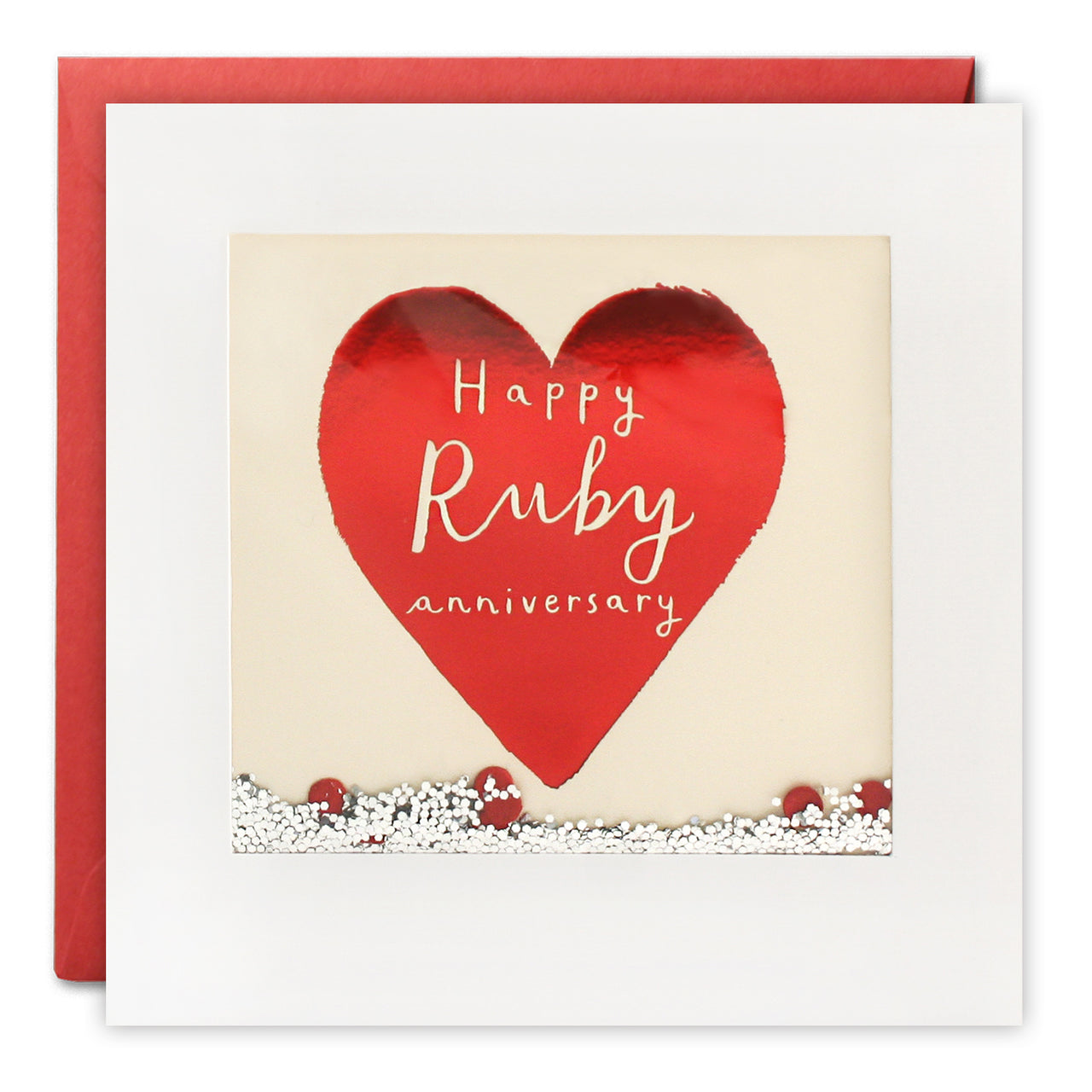 PT2898U - Ruby Anniversary Foiled Shakies Card