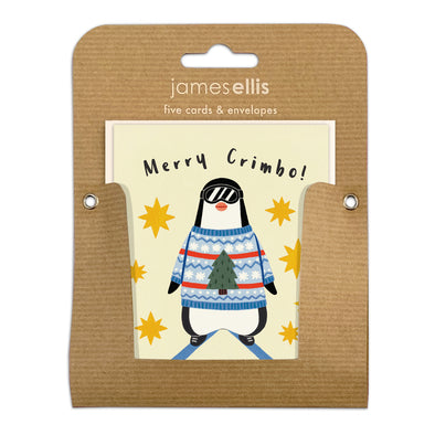 RMP3980 - Christmas Skiing Penguin pk of 5 cards