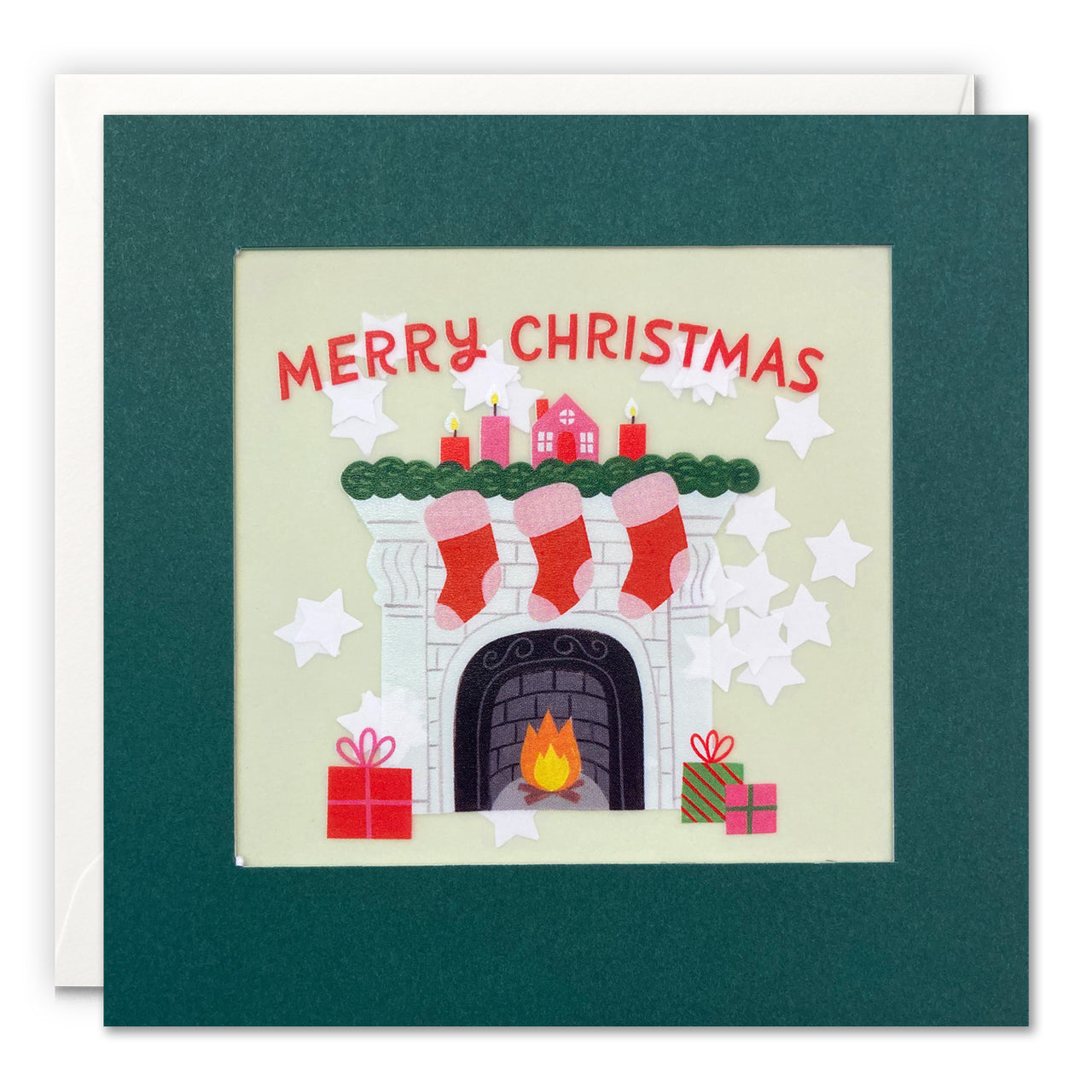 RPP3752 - Fireplace Christmas Paper Shakies Card